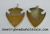 NGP1963 47*57mm arrowhead agate gemstone pendants wholesale