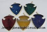 NGP1966 47*57mm arrowhead agate gemstone pendants wholesale