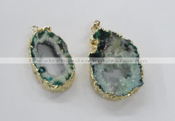 NGP1972 25*40mm - 30*50mm freeform druzy agate gemstone pendants