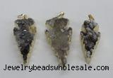 NGP1987 15*40mm - 20*50mm arrowhead druzy agate pendants