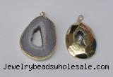 NGP1994 35*45mm - 40*50mm freeform plated druzy agate pendants