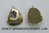 NGP1997 35*45mm - 40*50mm freeform plated druzy agate pendants