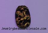 NGP2004 22*35mm carved gold plated matte black obsidian pendants