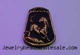 NGP2019 38*52mm carved gold plated matte black obsidian pendants