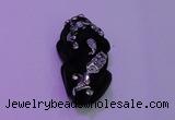 NGP2046 15*20*40mm carved silver plated matte black obsidian pendants