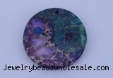 NGP206 6*40mm coin dyed imperial jasper & chrysocolla gemstone pendant