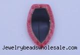 NGP211 30*50mm fashion dyed rhodochrosite & black stone pendant