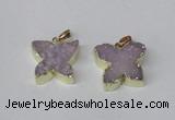 NGP2111 15*20mm - 18*25mm butterfly druzy agate gemstone pendants