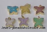 NGP2114 15*20mm - 18*25mm butterfly druzy agate gemstone pendants