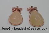 NGP2136 25*45mm agate gemstone pendants with crystal pave alloy settings