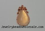 NGP2137 22*40mm agate gemstone pendants with crystal pave alloy settings