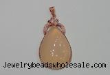 NGP2138 27*50mm agate gemstone pendants with crystal pave alloy settings