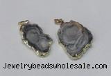 NGP2212 20*30mm - 35*35mm freeform plated druzy agate pendants