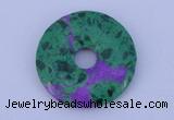 NGP223 5*30mm synthetic ruby zoisite & malachite gemstone donut pendant