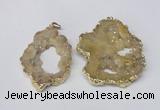 NGP2241 40*50mm - 45*55mm freeform plated druzy agate pendants