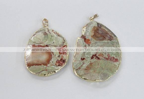 NGP2276 40*45mm - 45*60mm freeform ocean agate gemstone pendants