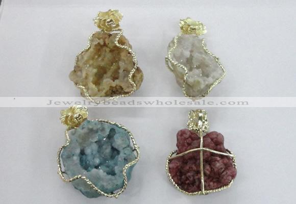 NGP2281 35*45mm - 45*50mm freeform druzy agate gemstone pendants