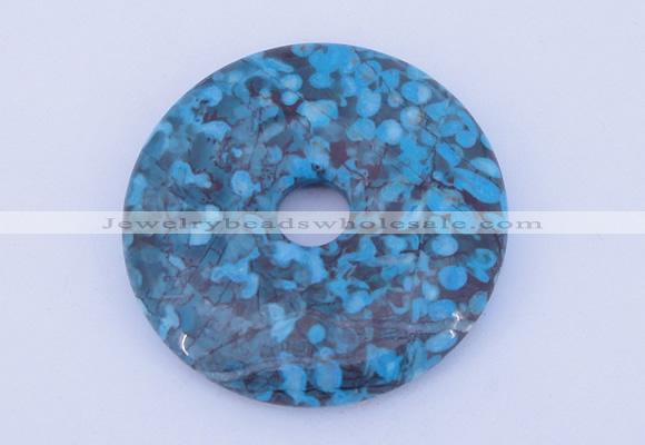 NGP232 8*55mm fashion dyed flower turquoise gemstone donut pendant