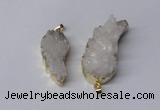 NGP2360 18*35mm - 22*45mm wing-shaped druzy quartz pendants