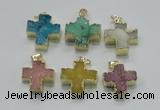 NGP2403 25*26mm - 27*28mm cross druzy agate pendants wholesale