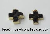 NGP2404 25*26mm - 27*28mm cross druzy agate pendants