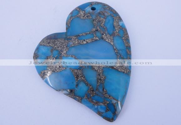 NGP242 39*47mm dyed golden turquoise & pyrite gemstone pendants