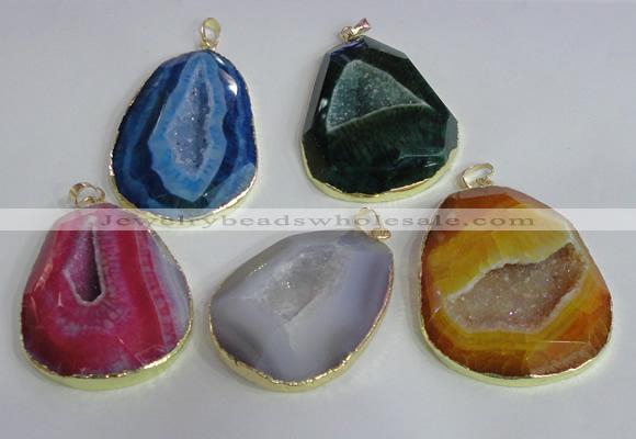 NGP2437 30*40mm - 40*45mm freeform druzy agate pendants wholesale