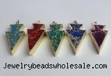 NGP2453 18*38mm - 22*45mm arrowhead sea sediment jasper pendants