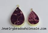 NGP2455 20*30mm - 30*35mm flat teardrop sea sediment jasper pendants