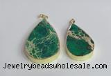 NGP2458 20*30mm - 30*35mm flat teardrop sea sediment jasper pendants