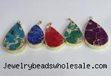 NGP2467 30*40mm - 40*50mm flat teardrop sea sediment jasper pendants