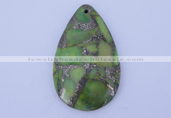 NGP248 30*49mm dyed golden turquoise & pyrite gemstone pendants