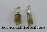 NGP2487 12*30mm - 10*40mm faceted nuggets lemon quartz pendants