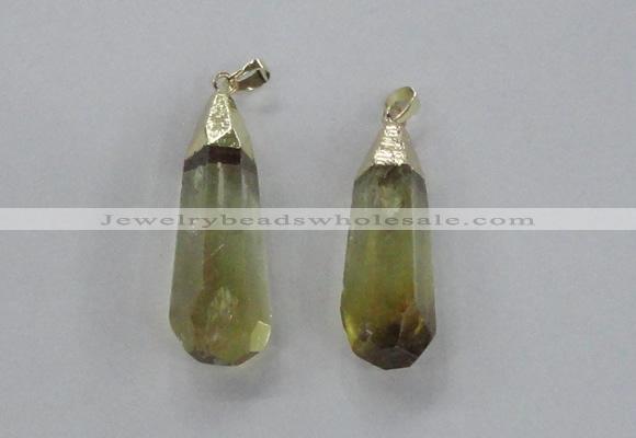 NGP2488 12*45mm - 15*50mm faceted nuggets lemon quartz pendants