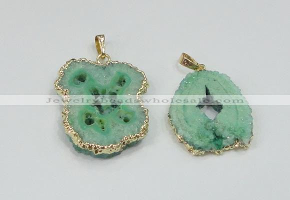 NGP2509 18*25mm - 30*40mm freeform druzy agate pendants