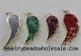 NGP2530 18*40mm - 22*55mm wing-shaped sea sediment jasper pendants