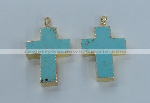 NGP2532 30*40mm - 40*50mm cross turquoise pendants wholesale