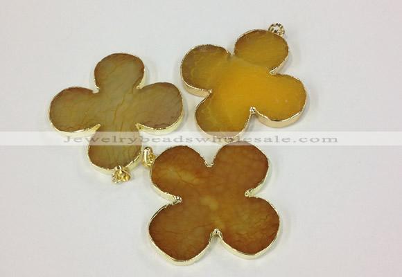 NGP2540 53*53mm - 56*56mm flower agate gemstone pendants