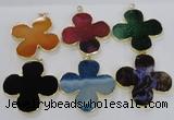 NGP2546 53*53mm - 56*56mm flower agate gemstone pendants