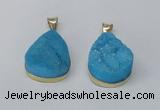 NGP2565 22*30mm teardrop druzy agate gemstone pendants