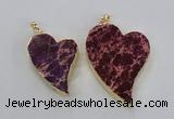 NGP2597 25*35mm - 35*45mm heart sea sediment jasper pendants