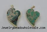 NGP2600 25*35mm - 35*45mm heart sea sediment jasper pendants