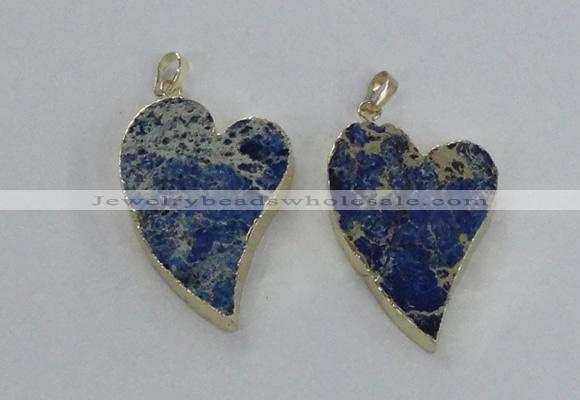 NGP2601 25*35mm - 35*45mm heart sea sediment jasper pendants