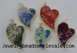 NGP2602 25*35mm - 35*45mm heart sea sediment jasper pendants