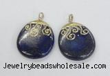 NGP2623 40*50mm oval lapis lazuli gemstone pendants wholesale