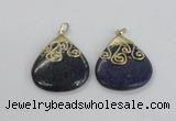 NGP2624 40*45mm flat teardrop lapis lazuli gemstone pendants wholesale