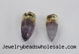 NGP2628 12*30mm - 15*40mm cone amethyst gemstone pendants