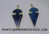 NGP2649 25*48mm - 28*54mm arrowhead agate pendants wholesale