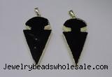 NGP2651 25*48mm - 28*54mm arrowhead agate pendants wholesale