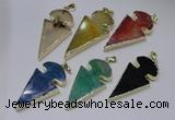 NGP2652 25*48mm - 28*54mm arrowhead agate pendants wholesale